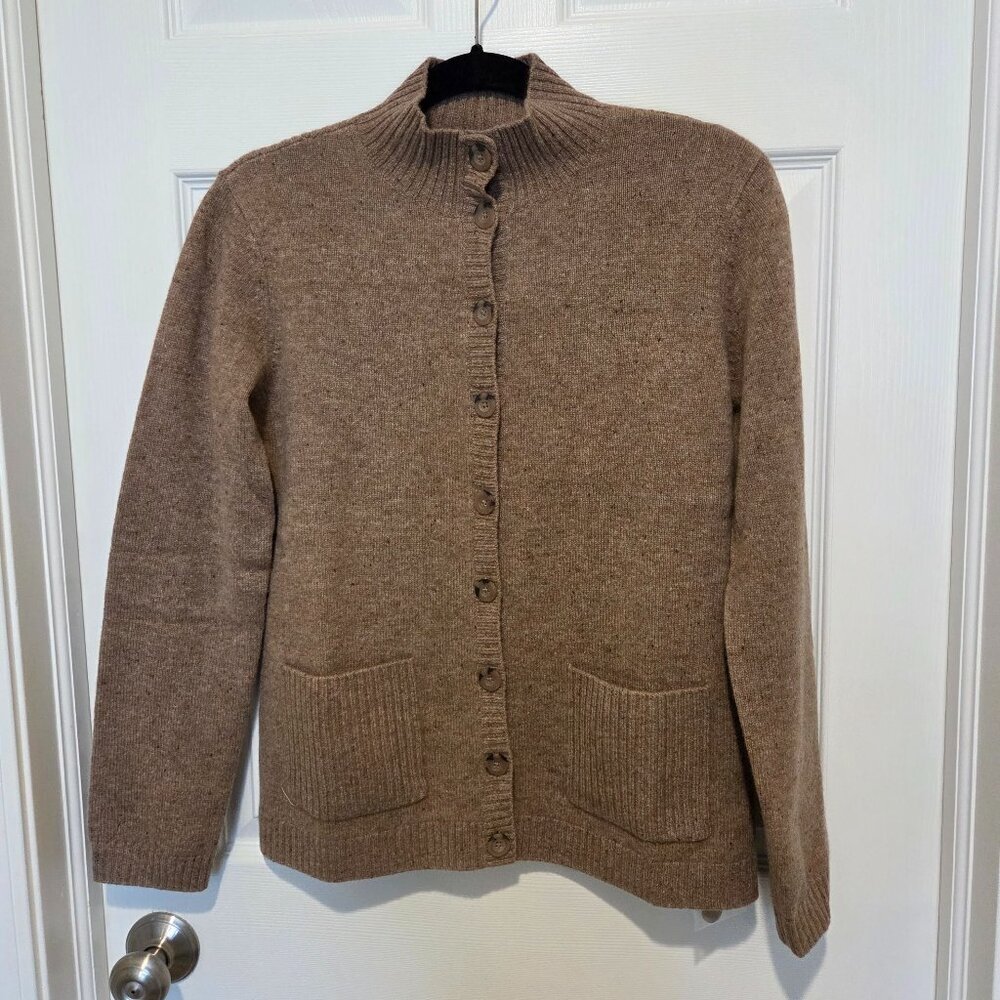 Orvis 100% Cashmere Button Front Cardigan Tan Women S